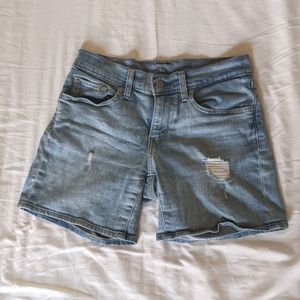 Light wash jean shorts